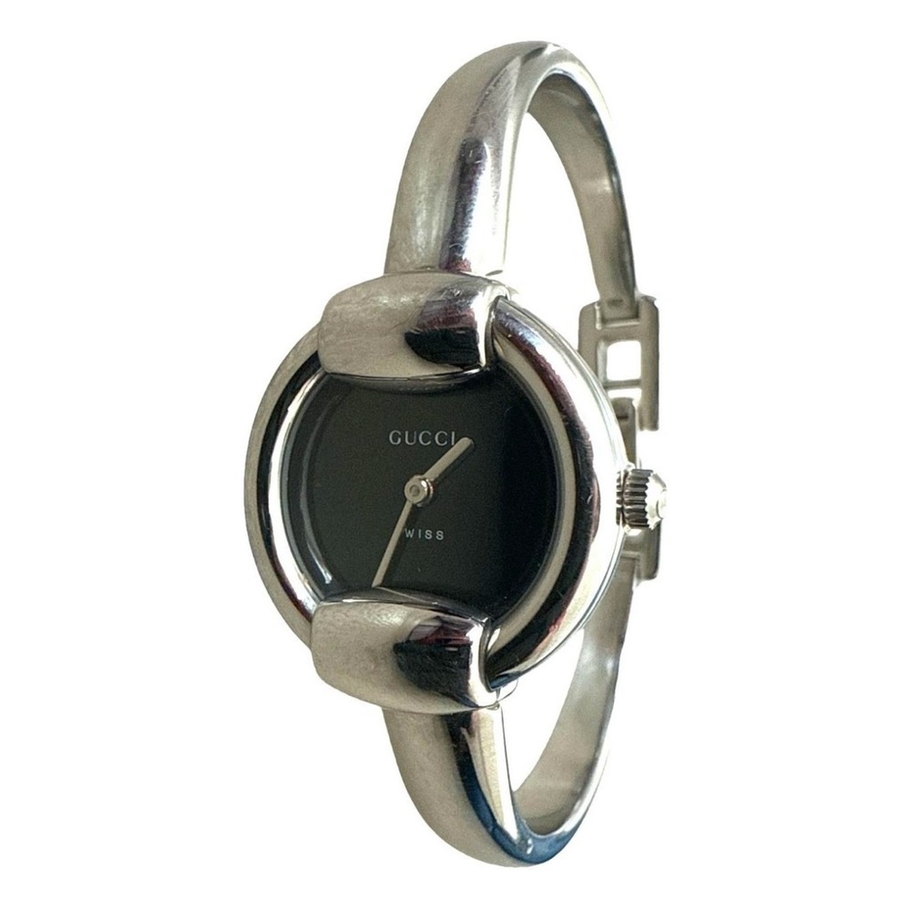 Gucci Vintage 1400L Silver Stainless Steel Bangle Horsebit Buckle Watch 25mm